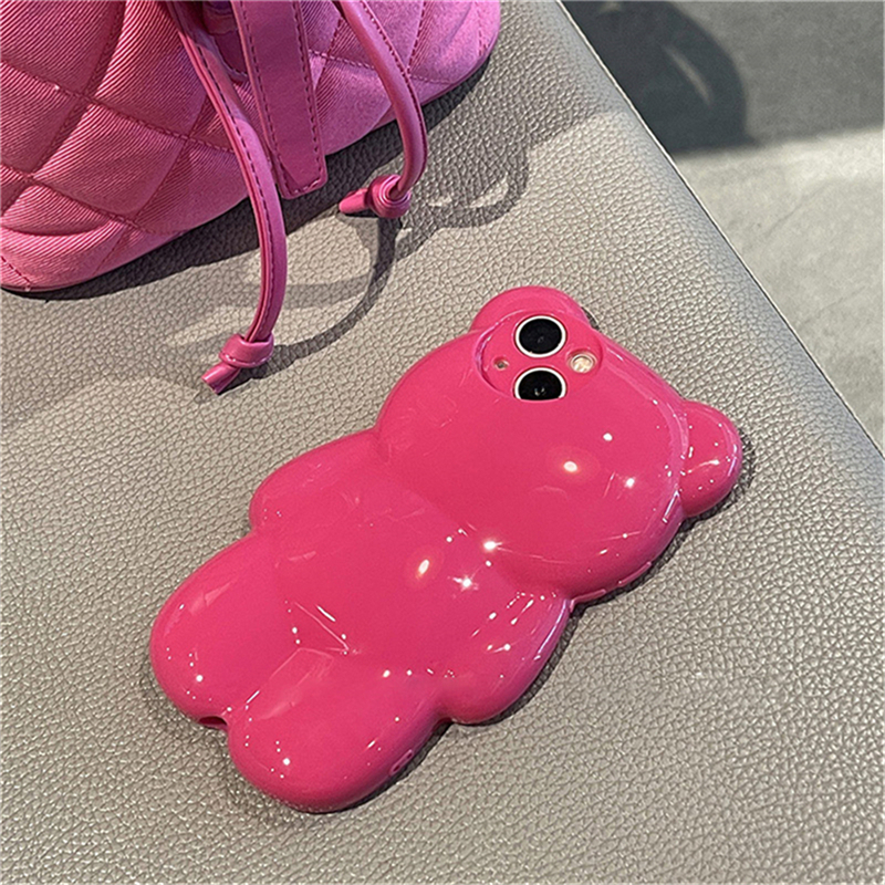 3D Pink Bear iPhone 14 Case