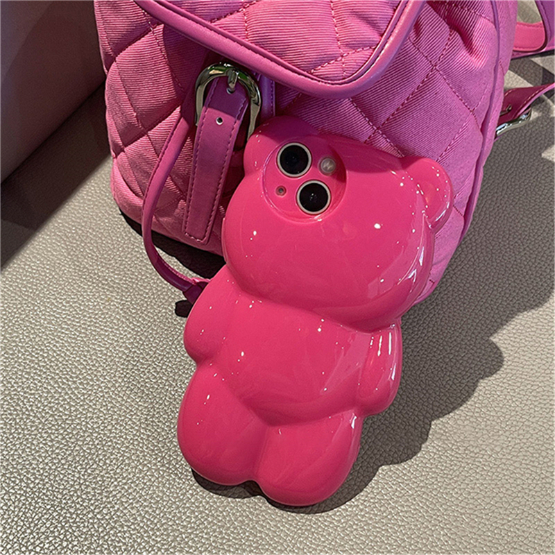 3D Pink Bear iPhone 13 Case