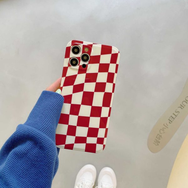 Glossy Red Checkered iPhone 14 Pro Max Cases
