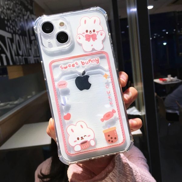 Clear Bunny iPhone Case With Card Holder