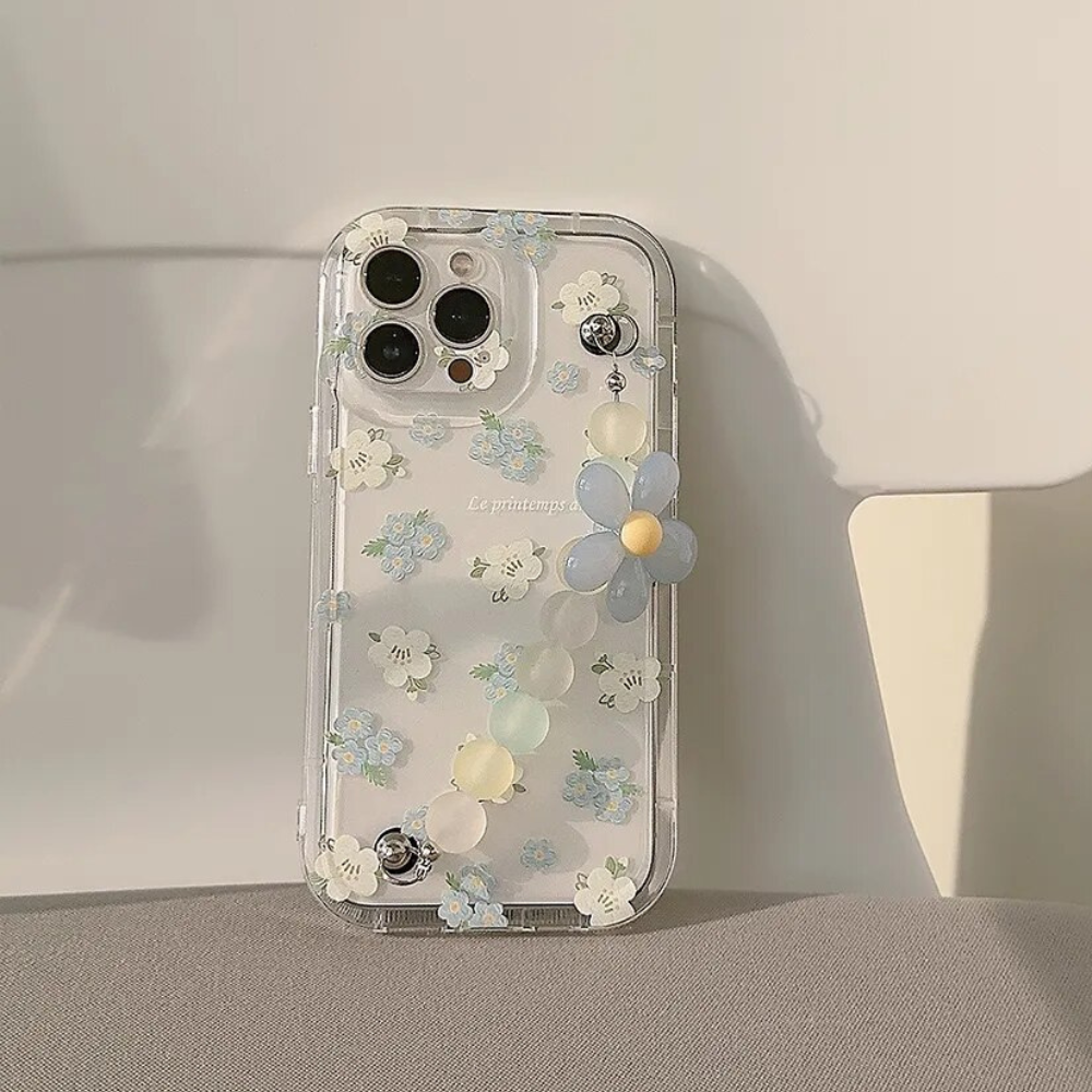 Blue Floral Case With Chain